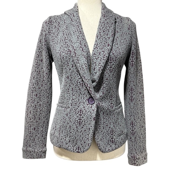 Olivia Moon Jackets & Blazers - Olivia Moon Damask Blazer Small Petite Gray Purple Stretch Office Corporate Boss
